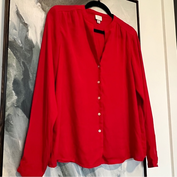 A new day long sleeve v-neck button blouse M - Picture 3 of 4